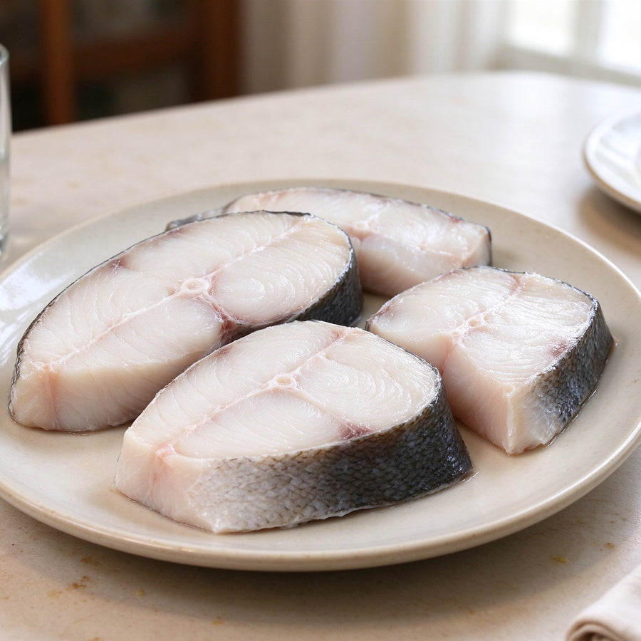 Fresh Flounder Fish Steaks Skin On