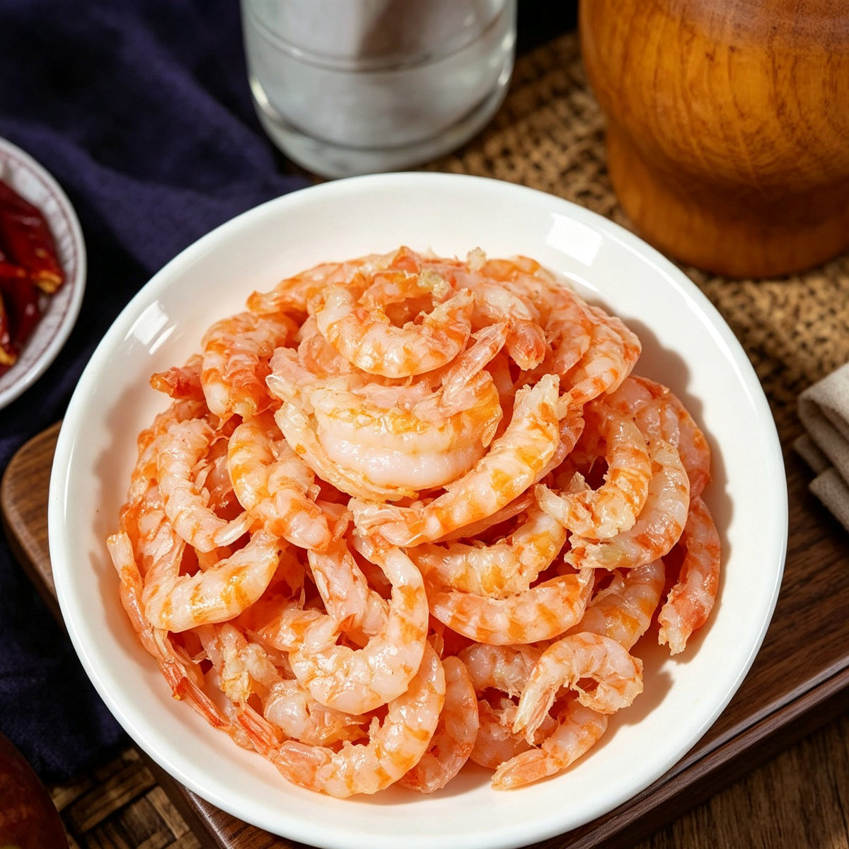 Freshly Peeled Cooked Shrimp Meat