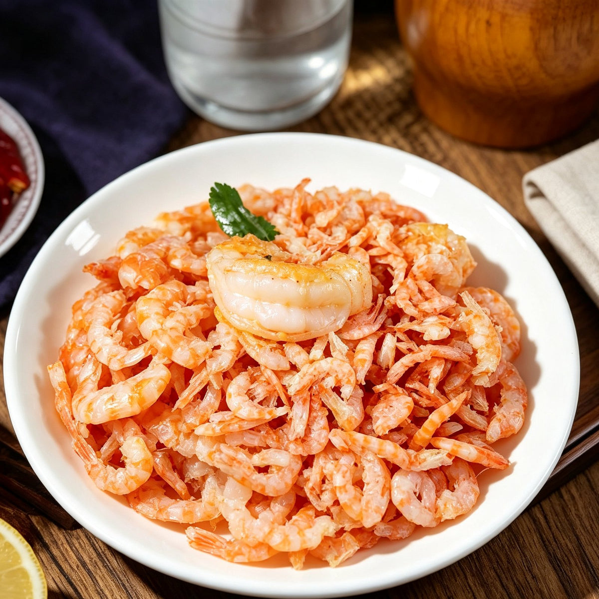 Freshly Peeled Cooked Shrimp Meat